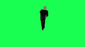 Criminal man and drug addict gangster with athletic body in green screen with ta video