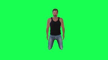 Criminal man and drug addict gangster with athletic body in green screen with ta video