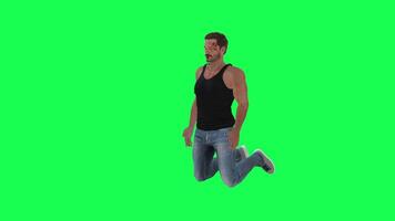 Criminal man and drug addict gangster with athletic body in green screen with ta video