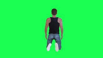 Criminal man and drug addict gangster with athletic body in green screen with ta video