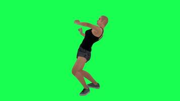 Slim woman in green screen without hair with scarred face and body and dark skin video