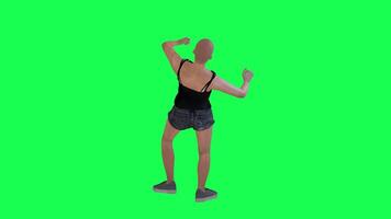 Thin woman in green screen without hair with scarred face and body and dark skin video