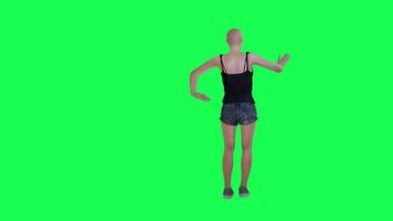 Slim woman in green screen without hair with scarred face and body and dark skin video