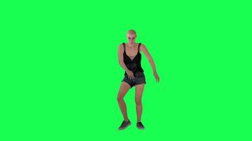 Slim woman in green screen without hair with scarred face and body and dark skin video