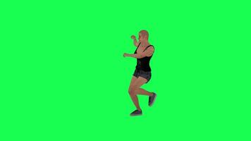 Slim woman in green screen without hair with scarred face and body and dark skin video