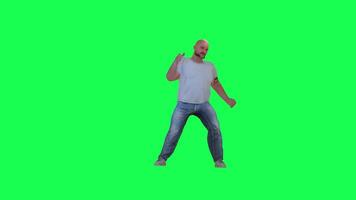 A man with a chubby athletic body in a green screen with a dark white short-slee video