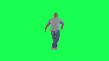 A man with a fat athletic body in green screen with dark white short sleeve dres video