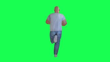 een Mens met een mollig atletisch lichaam in een groen scherm met een donker wit korte mouw video