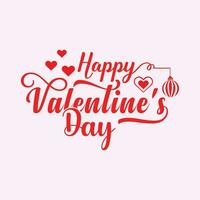 Lettering Happy Valentines Day banner, Valentines Day greeting card template with typography text happy valentine day and red heart and line on background Vector illustration