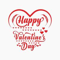 Lettering Happy Valentines Day banner, Valentines Day greeting card template with typography text happy valentine day and red heart and line on background Vector illustration