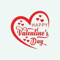 Lettering Happy Valentines Day banner, Valentines Day greeting card template with typography text happy valentine day and red heart and line on background Vector illustration