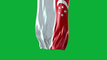 Singapore vlag golvend in de wind Aan groen scherm video