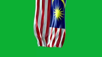 Malaysia flag waving on green screen animation video