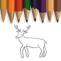 Vector isolated illustration of coloring book with deer. A simple coloring page with an animal.