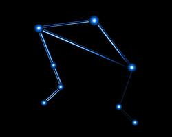 Vector isolated illustration of Libra constellation with neon effect.