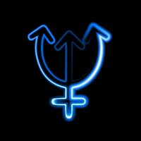 Vector isolated illustration of Neptune planet astrological sign with neon effect.