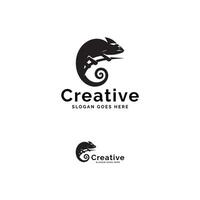 Sleek Chameleon Silhouette Logo Design vector