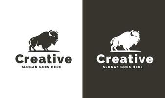 Majestic Twin Bison Logos in Monochrome vector