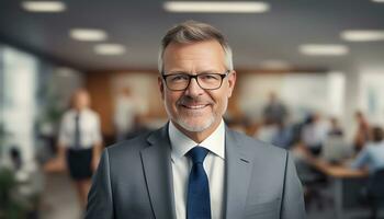 ai generado un hombre en un traje y Corbata es sonriente foto