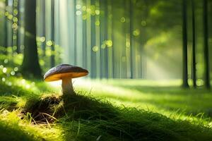 AI generated mushroom in the forest photo