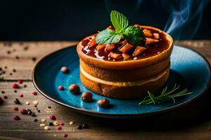 a stack of pancakes on a plate with spices. AI-Generated photo