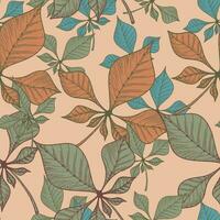 Leaves and flowers. Hand-drawn graphics. Seamless patterns for fabric and packaging design. A textile pattern. vector