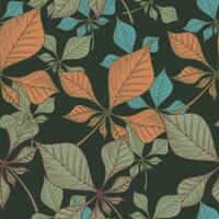 Leaves and flowers. Hand-drawn graphics. Seamless patterns for fabric and packaging design. A textile pattern. vector