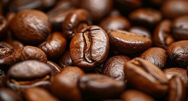 AI generated coffee bean pile for black background, vibrant stage backdrops photo