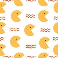 Seamless pattern of retro games from the 90s. Pac-Man vector