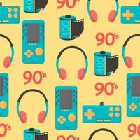 Seamless pattern of retro elements from the 90s and 80s. Antiques. Toys. Cute background. For design. vector