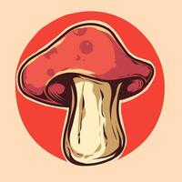 a mushroom is shown in a red circle vector