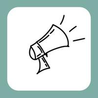 a megaphone icon on a white square vector