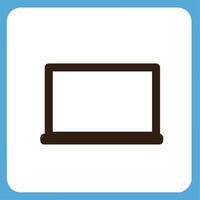 ordenador portátil icono vector en blanco fondo, plano icono, carrera contorno icono conjunto aislado en blanco antecedentes plano vector ilustración, móvil aplicación negocio icono.