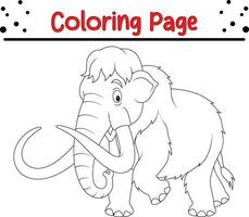 Mammoth coloring page for kids vector