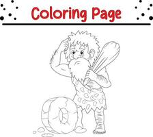 caveman coloring page for kids vector