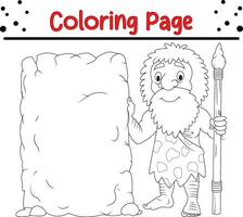 caveman coloring page for kids vector