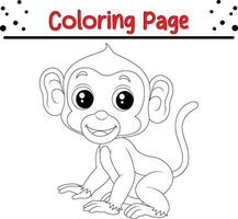 cute baby monkey Coloring page vector