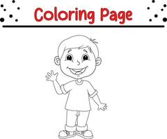 Coloring page Cute kids with pose expression vector