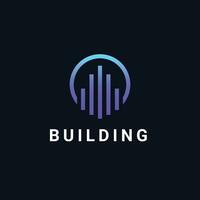 Building Tower Logo Design Template On Circle Element Shape Vector Illustration