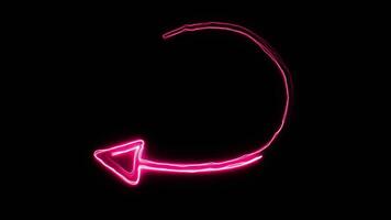pink neon arrow on a black background video