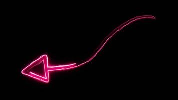 pink neon arrow on a black background video