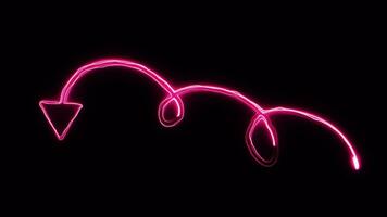 pink neon arrow on a black background video