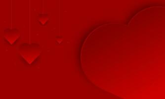 Soft red valentines day background with 3d love shapes. Suitable for posters, covers, banners. vector