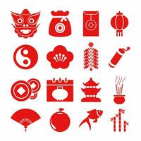 Chinese new year event icon set. Lunar new year icon sheet for graphic resources. Chinese new year vector for icon, sign or symbol. Vector resource for design about year of the dragon celebration