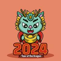 Happy Chinese New Year 2024 The Dragon Show Up. Dragon symbol of New Year 2022 character concept for design celebration vector