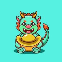 Cute funny 2024 New Year symbol dragon character. Vector cartoon kawaii character illustration icon. Isolated on background. Dragon symbol of New Year 2022 character concept