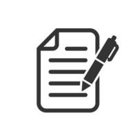 Document with pen icon isolated vector illustration.