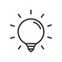 Lamp, idea vector icon. Light bulb with rays shine. Energy and idea symbol.