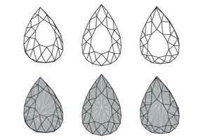 Set of isolated water drop gemstone illustrations vector