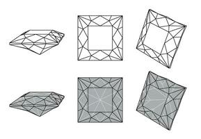 Set of isolated square gemstone illustrations vector